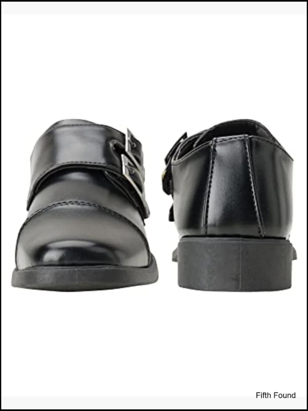 Boys Double Monk Strap Cap Toe Oxford Loafers - Hook & Loop Closure,